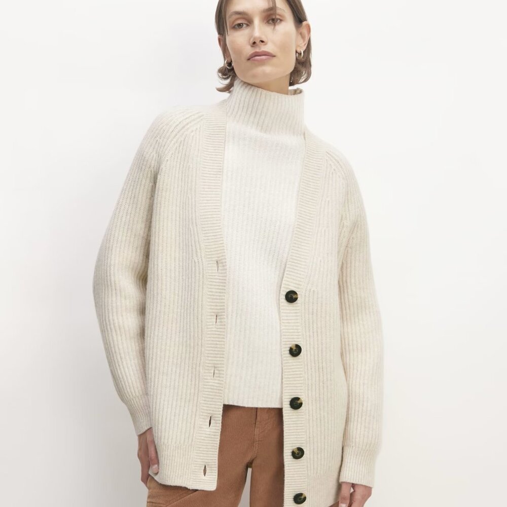 Everlane The Felted Merino Cocoon Cardigan  Color: Heathered Oat